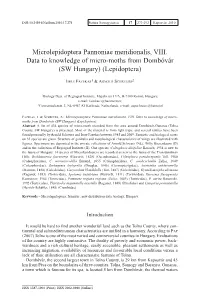 Microlepidoptera Pannoniae Meridionalis, VIII. Data to Knowledge of Micro-Moths from Dombóvár (SW Hungary) (Lepidoptera)