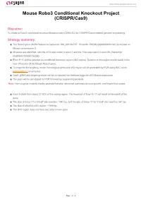 Mouse Robo3 Conditional Knockout Project (CRISPR/Cas9)
