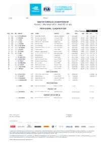 PROVISIONAL CLASSIFICATION Round 2