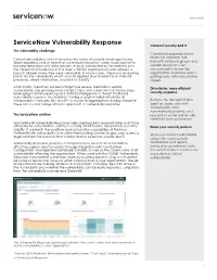 Servicenow Vulnerability Response