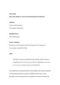 Shorvon NEUROLOGY and the NHS R1 Revised