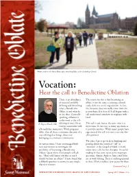 Vocation: Hear the Call to Benedictine Oblation