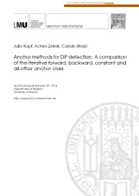 Anchor Methods for DIF Detection: a Comparison of the Iterative Forward, Backward, Constant and All-Other Anchor Class