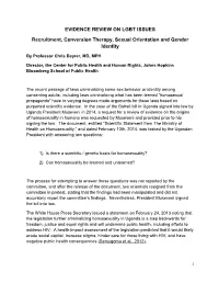 EVIDENCE REVIEW on LGBT ISSUES Recruitment, Conversion