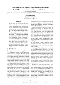 Leveraging Verbnet to Build Corpus-Specific Verb Clusters