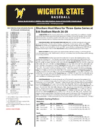 Shockers Host Mavs for Three-Game Series at Eck Stadium March 26-28