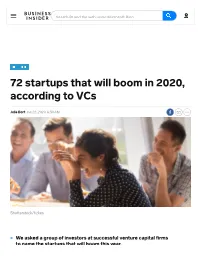 Vcs Name the Startups That Will Boom in 2020