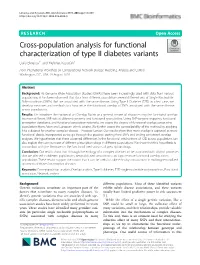 Cross-Population Analysis for Functional Characterization of Type II Diabetes Variants Dalia Elmansy1* and Mehmet Koyutürk2