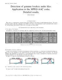 Detection of Genuine Lossless Audio Files. Application to the MPEG-AAC