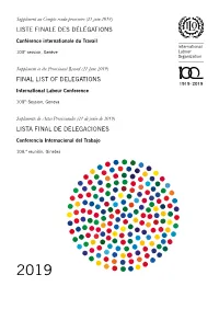Final List of Delegations