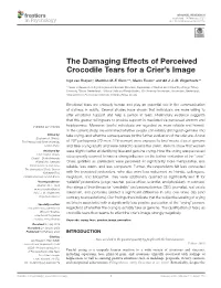 The Damaging Effects of Perceived Crocodile Tears for a Crier’S Image