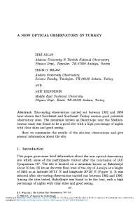A New Optical Observatory in Turkey Zeki Aslan