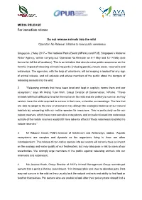 Do Not Release Animals Into the Wild ‘Operation No Release’ Initiative to Raise Public Awareness