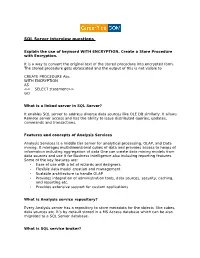 SQL Server Interview Questions
