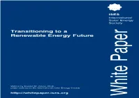 Transitioning to a Renewable Energy Future