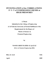 V- T of COMPRESSED LIQUIDS at HIGH PRESSURES