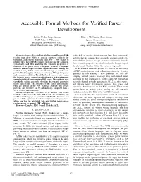 Accessible Formal Methods for Verified Parser Development