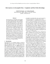 Best Answers Over Incomplete Data : Complexity and First-Order Rewritings