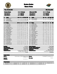 Boston Bruins Game Notes