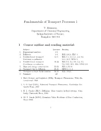 Fundamentals of Transport Processes 1