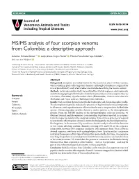MS/MS Analysis of Four Scorpion Venoms from Colombia: a Descriptive Approach
