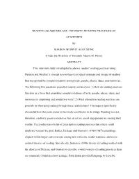 Reading As Assemblage: Intensive Reading Practices Of