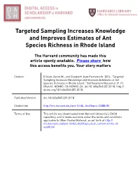 Targeted Sampling Increases Knowledge and Improves Estimates of Ant Species Richness in Rhode Island