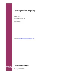 TCG Algorithm Registry Family “2.0”