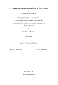 A PC Implemented Kinematic Synthesis System for Planar Linkages