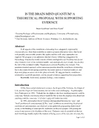 Is the Brain-Mind Quantum? a Theoretical Proposal with Supporting Evidence