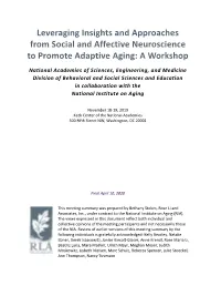 Leveraging Insights and Approaches from Social and Affective Neuroscience to Promote Adaptive Aging: a Workshop