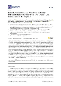 Loss of Function SETD2 Mutations in Poorly Differentiated Metastases