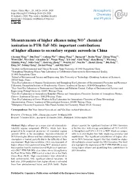 Measurements of Higher Alkanes Using NO Chemical Ionization in PTR-Tof-MS