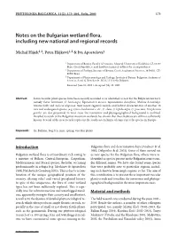 Notes on the Bulgarian Wetland Flora, Including New National and Regional Records
