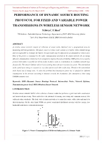 Performance of Dynamic Source Routing Protocol