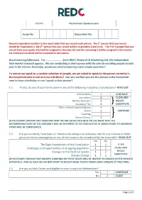 RED C Recruitment Questionnaire