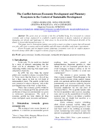 The Conflict Between Economic Development and Planetary Ecosystem in the Context of Sustainable Development