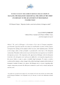 To What Extent the Current Difficulties of Europe in Managing the Migratory Crisis Reveal the Limits