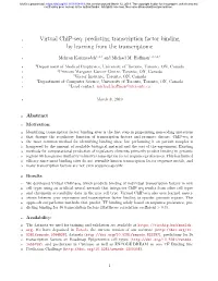 Virtual Chip-Seq: Predicting Transcription Factor Binding