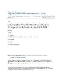 A Conceptual Model for the Impact of Climate Change on Fox Rabies in Alaska, 1980–2010 B