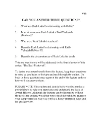 Can You Answer These Questions?