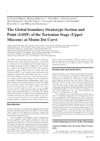 (GSSP) of the Tortonian Stage (Upper Miocene) at Monte Dei Corvi