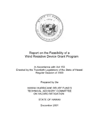 Report on the Feasibility of a Wind Resistive Device Grant Program