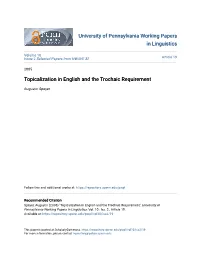 Topicalization in English and the Trochaic Requirement