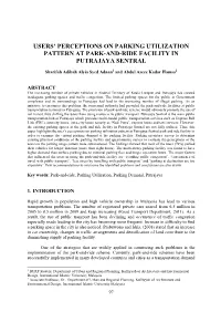 Users' Perceptions on Parking Utilization Pattern at Park-And-Ride