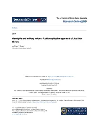 War Rights and Military Virtues: a Philosophical Re-Appraisal of Just War Theory