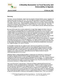 A Monthly Newsletter on Food Security and Vulnerability in Uganda