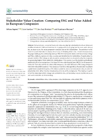 Comparing ESG and Value Added in European Companies