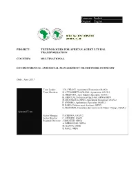 Environmental and Social Management Framework Summary