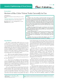 Review of the Color Vision Tests Currently in Use